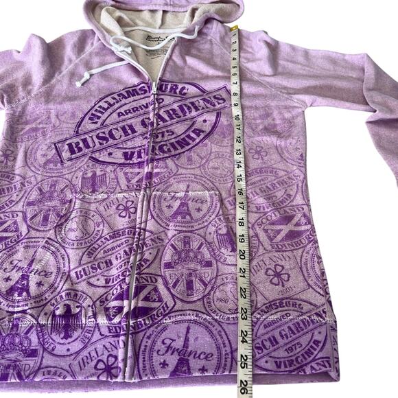 Busch Garden Williamsburg Purple Hoodie Jacket Woman’s Size Large Lightweight - Picture 8 of 9